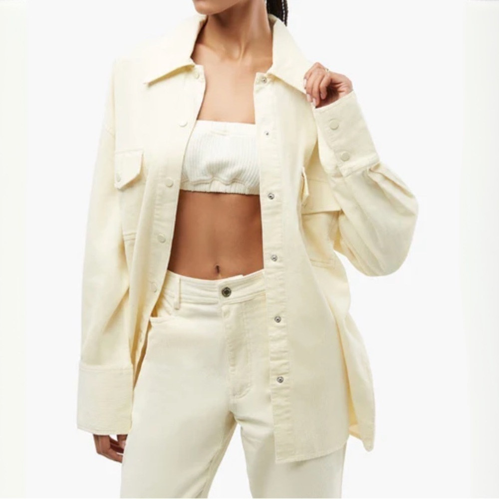 NWT WeWoreWhat Corduroy Button Down Shacket Cream